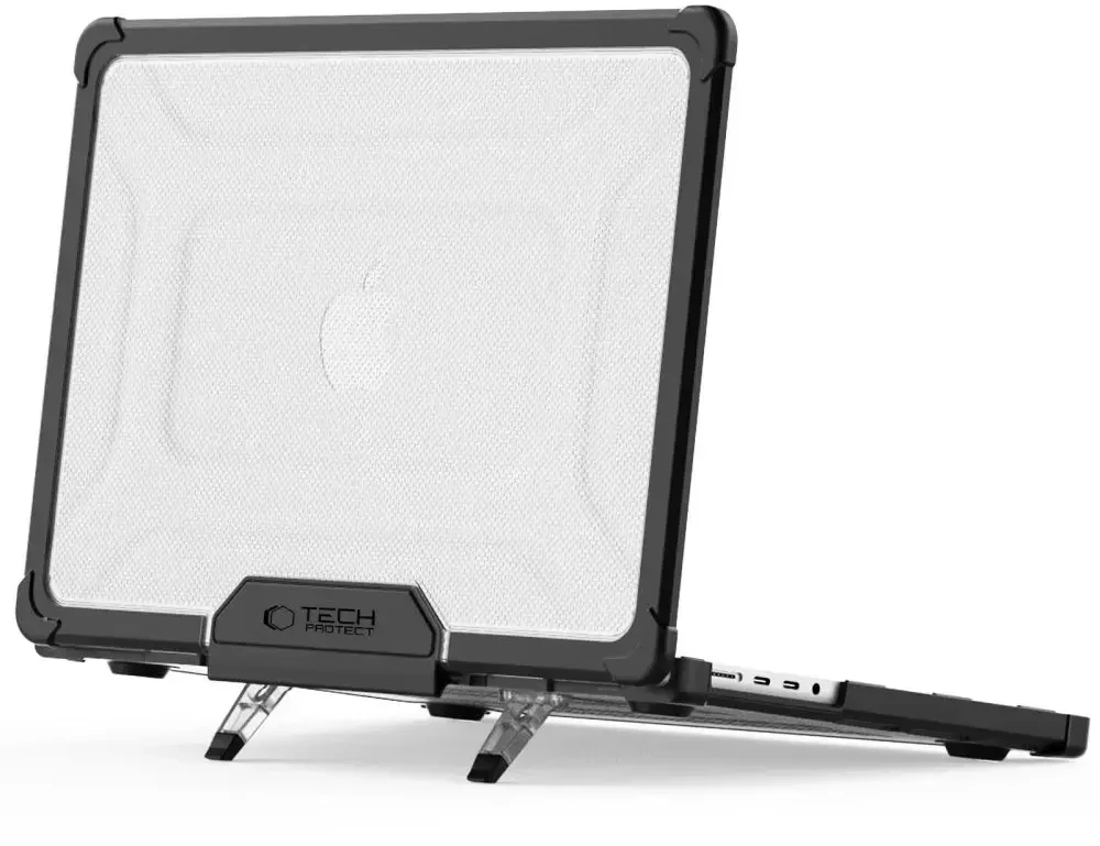 „Tech-Protect SmartShell Pro“ dėklas, skirtas „Macbook Pro 14 M1 / M2 / M3 / M4 / M5“ 2021–2025 m. – juodas ir skaidrus