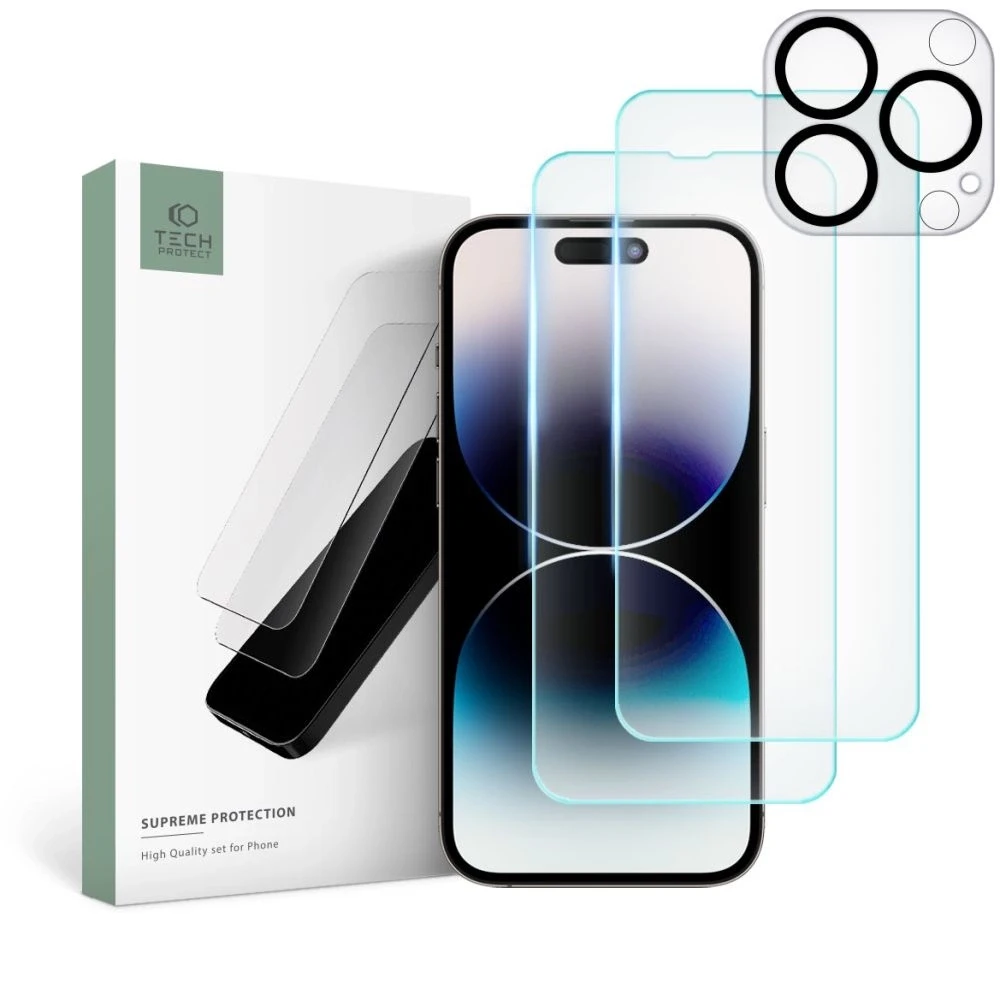Tech-Protect Supreme Set Apple iPhone 14 Pro Max 2x Apsauginis stiklas Ekranas / Apsauginis stiklas Camera