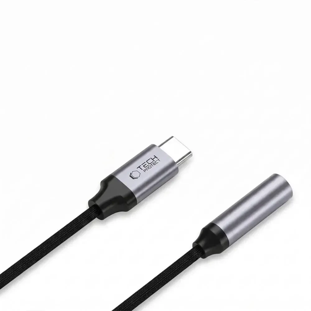 TECH-PROTECT ULTRABOOST ADAPTERIS USB-C Į MINI JACK 3.5MM DAC IRON Pilkas