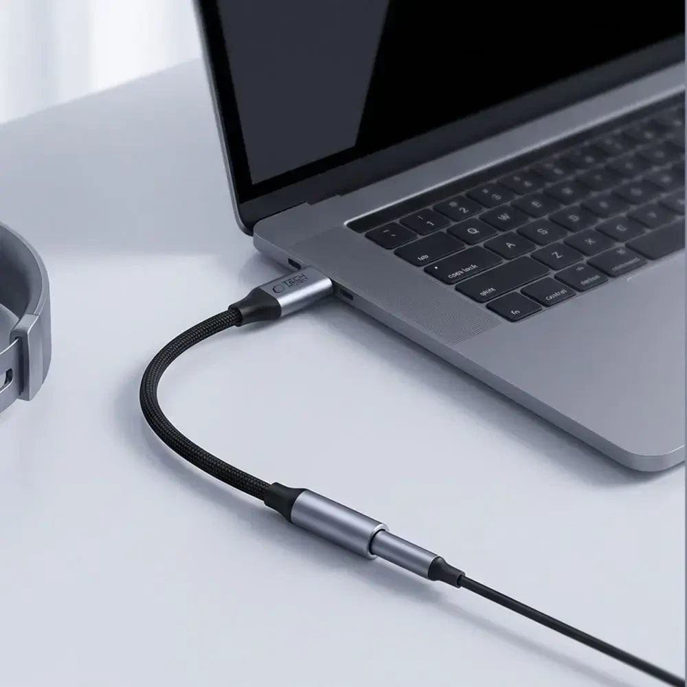 TECH-PROTECT ULTRABOOST ADAPTERIS USB-C Į MINI JACK 3.5MM DAC IRON Pilkas