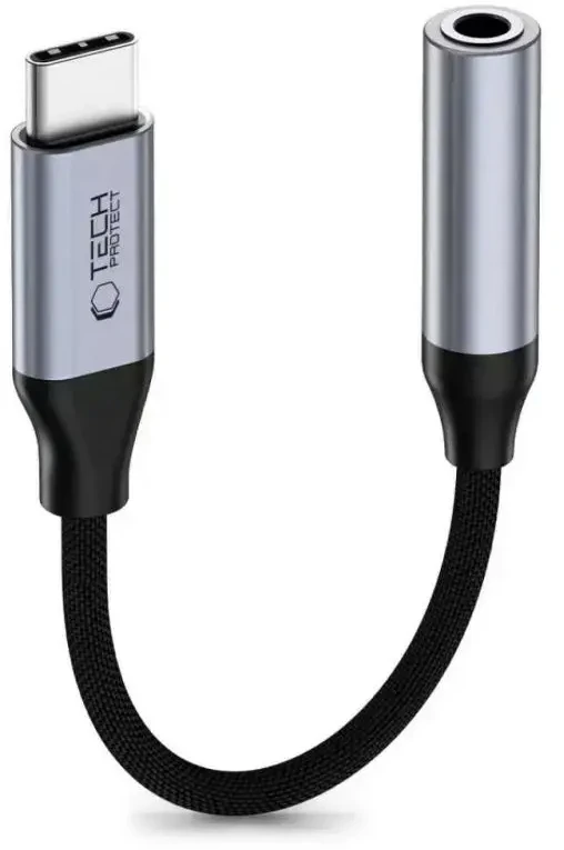 TECH-PROTECT ULTRABOOST ADAPTERIS USB-C Į MINI JACK 3.5MM DAC IRON Pilkas