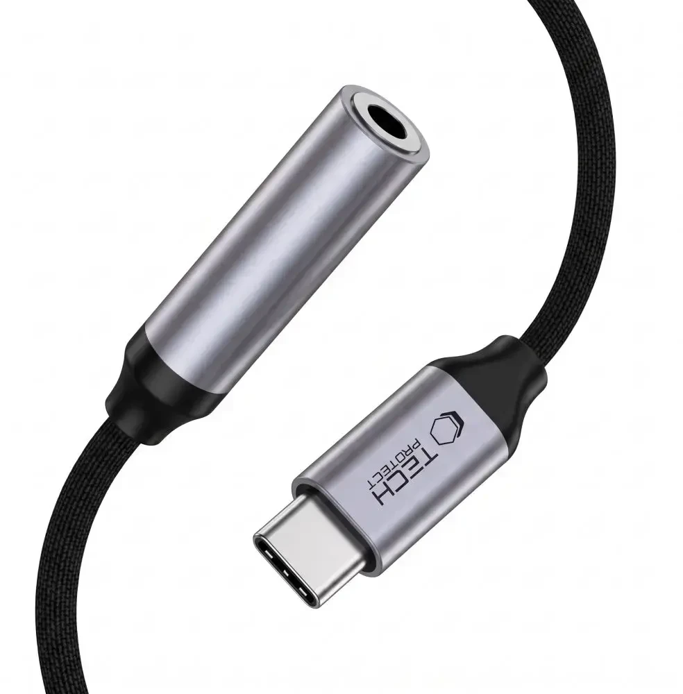 TECH-PROTECT ULTRABOOST ADAPTERIS USB-C Į MINI JACK 3.5MM DAC IRON Pilkas
