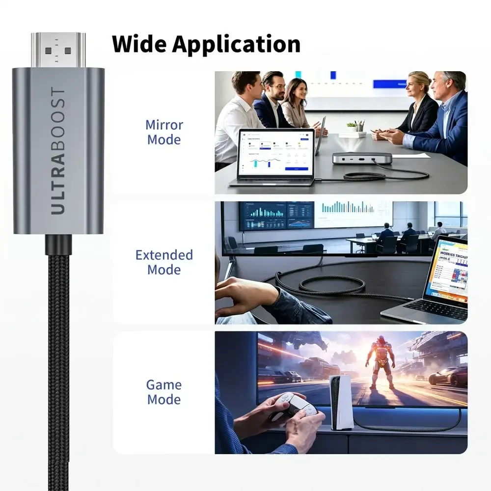 Kabelis Aptel Tech-Protect Ultraboost Cable USB-C To HDMI 2.1 8K 60Hz 300cm Pilkas (THP5951)