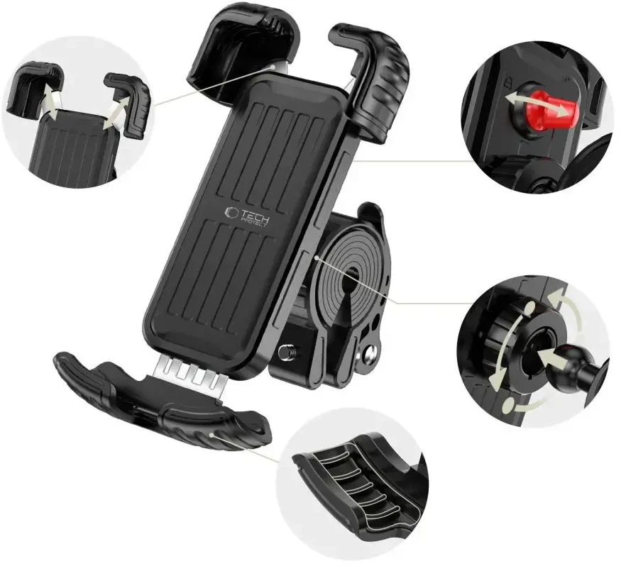 Tech-Protect V7 UNIVERSALUS DVIRAČIO IR MOTOCIKLO LAIKIKLIS Juodas