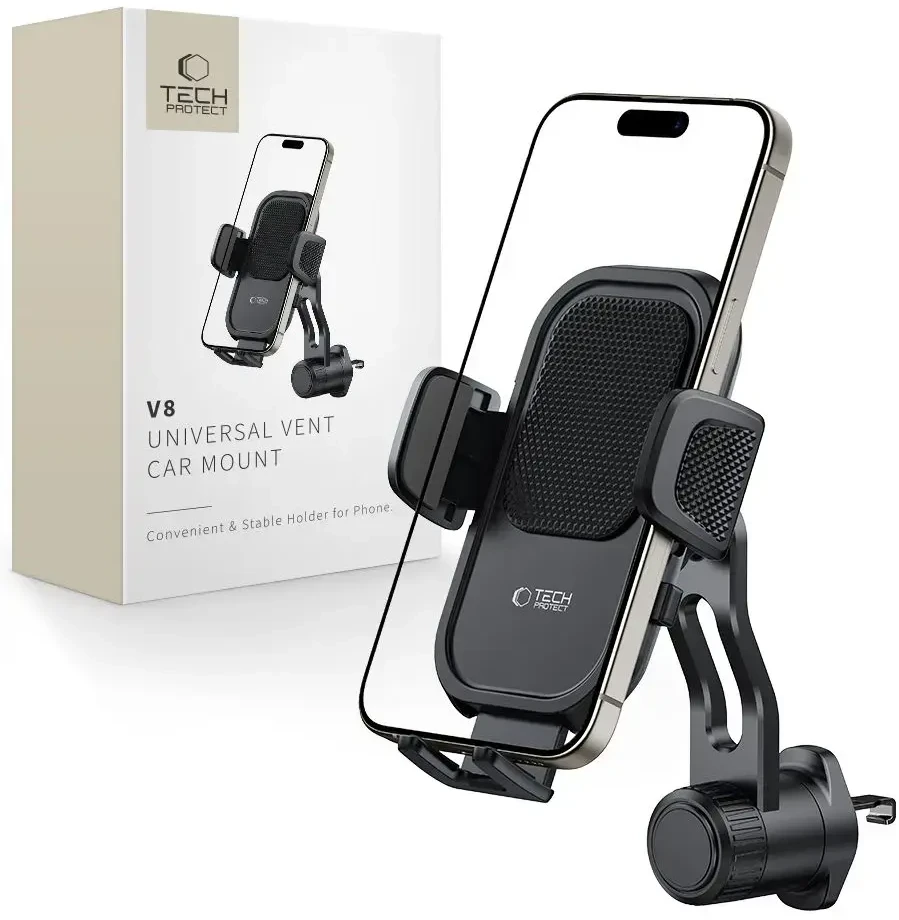 Juodas automobilinis telefono laikiklis „Tech-Protect V8 Universal Vent”