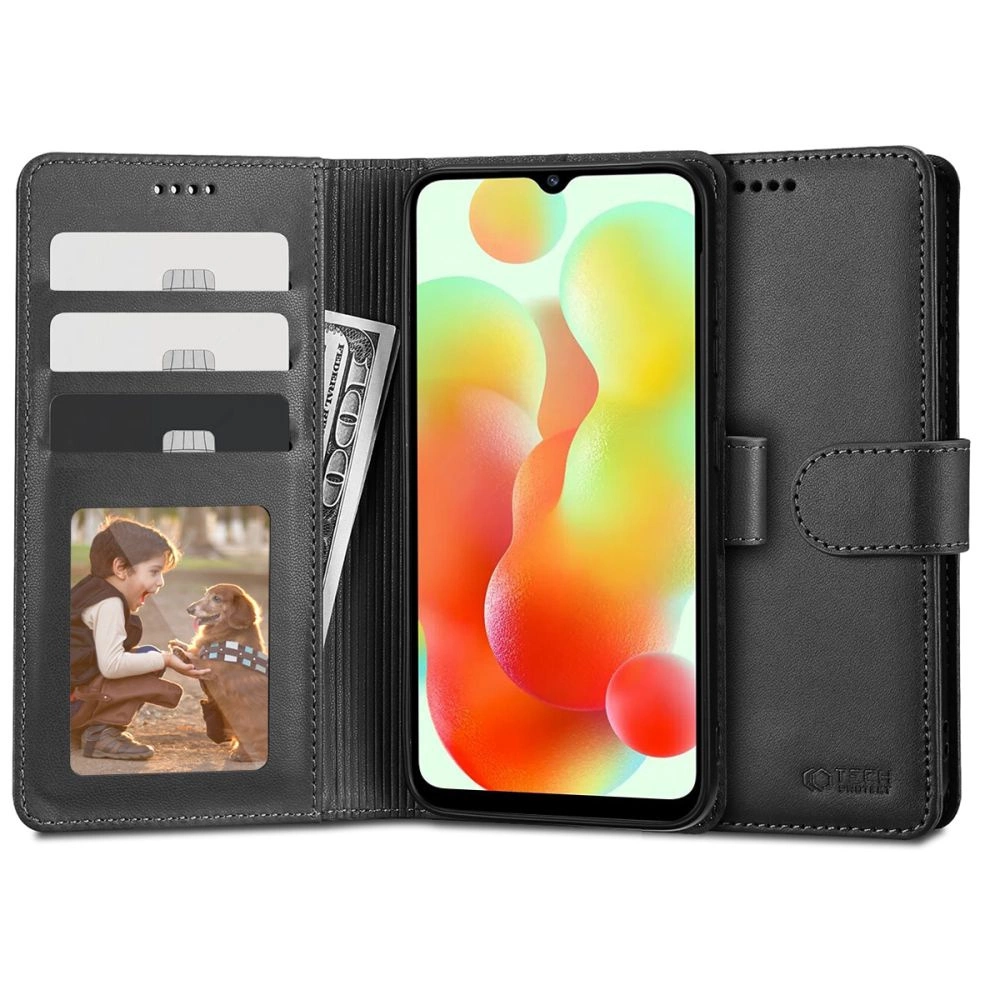 Tech-Protect Wallet Xiaomi Redmi 12C – dėklas telefonui juodos spalvos