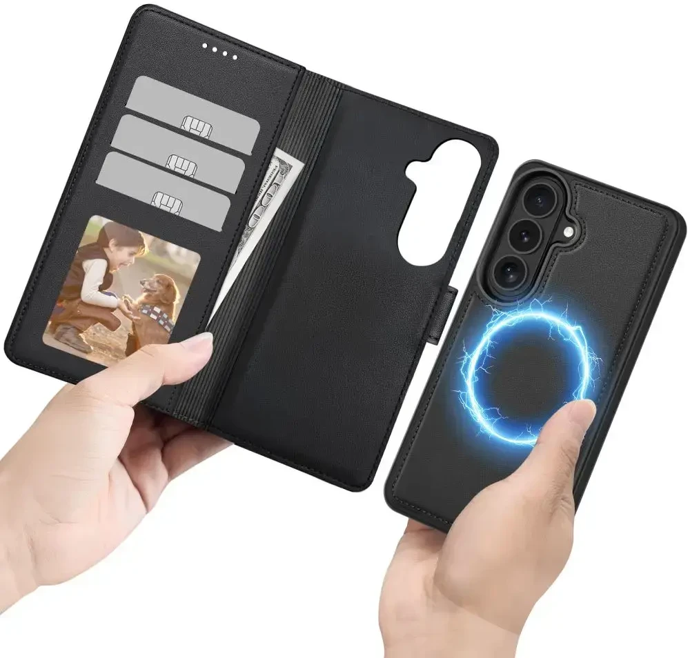 Dėklas Tech-Protect Wallet MagSafe Samsung Galaxy S26 MATINIS Juodas