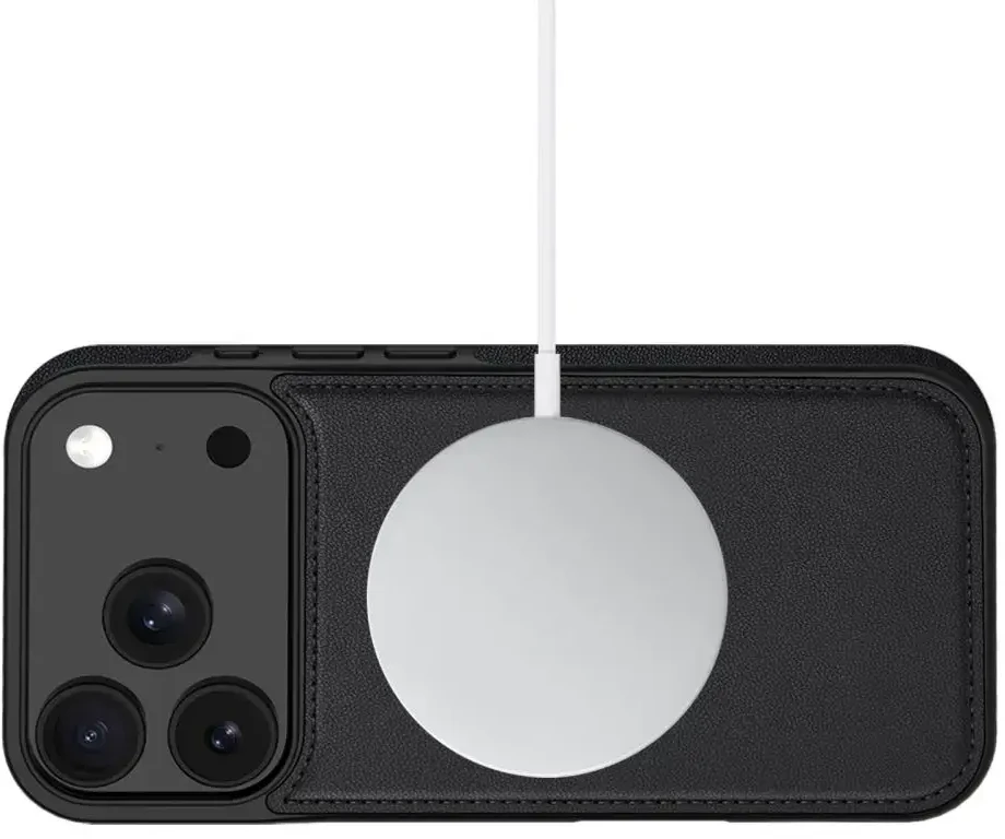 „Tech-Protect“ piniginės formos „MagSafe“ dėklas, skirtas „iPhone 17 Pro Max“ – matinis juodas