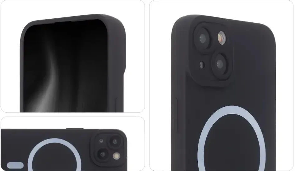 Tecto Shield „Telforceone“ silikoninis minkštas dėklas, skirtas „iPhone 15 Plus 6,7“ juodas