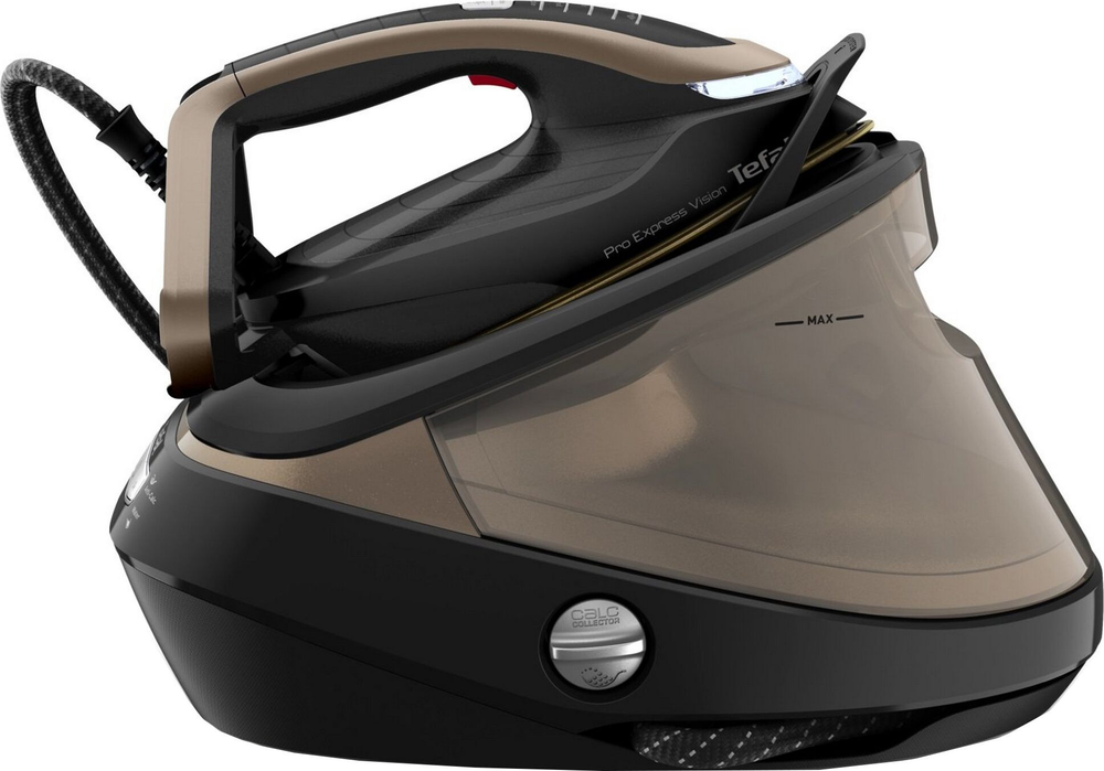 TEFAL | Pro Express Vision garo stotis | GV9820 | 3000 W | 1,2 l | 9 barai | Automatinis išjungimas | Vertikali garų funkcija | Kalkių valymo funkcija | Juodas/Auksas