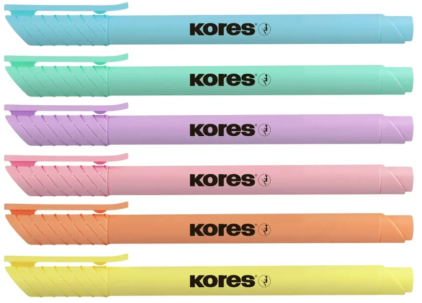 Teksta marķieri KORES HIGH LINER PASTEL, komplekts - 6 krāsas