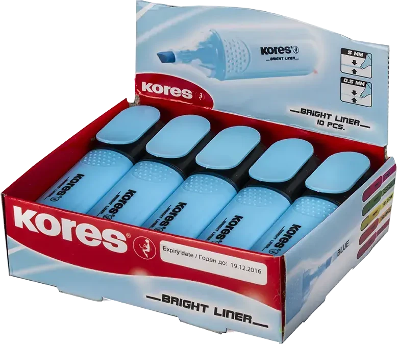 Teksta marķieris KORES BRIGHT LINER mėlynas