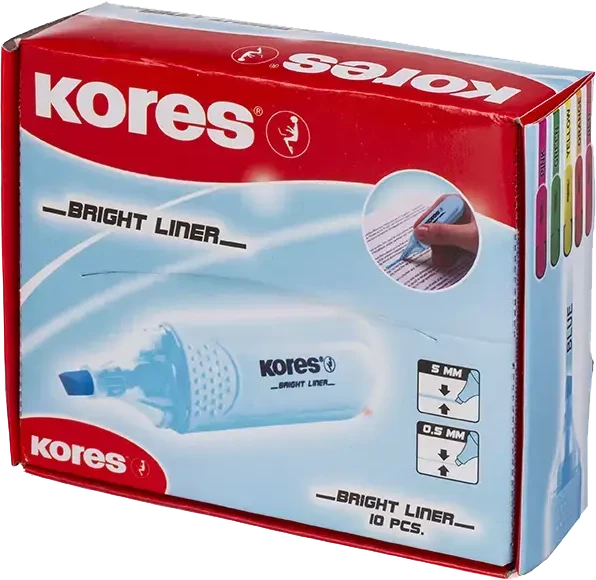 Teksta marķieris KORES BRIGHT LINER mėlynas
