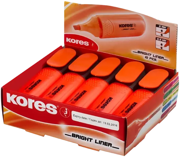 Teksta marķieris KORES BRIGHT LINER oranžs