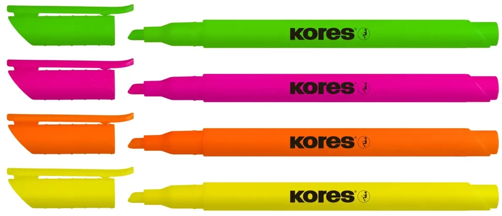 Teksta marķieris KORES HIGH LINER FINE 4 krāsu komplekts