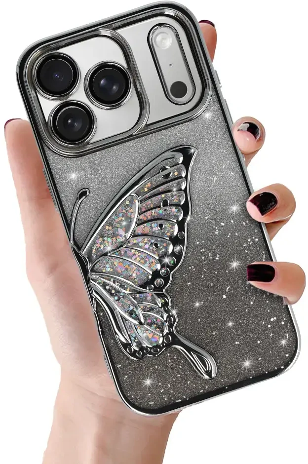 Tel Protect Butterfly vandeniui atsparus dėklas, skirtas Apple iPhone 17 Pro Max, sidabrinės spalvos