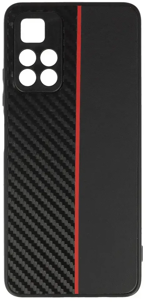 Tel Protect CARBON dėklas skirtas Xiaomi Redmi Note 11 5G/Note 11S 5G/Poco M4 Pro 5G juodos spalvos with red stripe