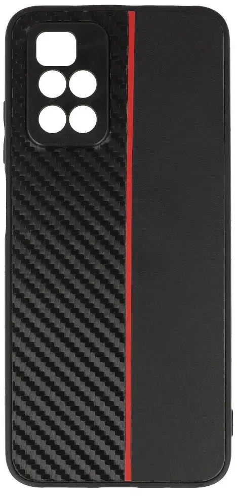 Tel Protect CARBON dėklas skirtas Xiaomi Redmi 10 juodos spalvos with red stripe