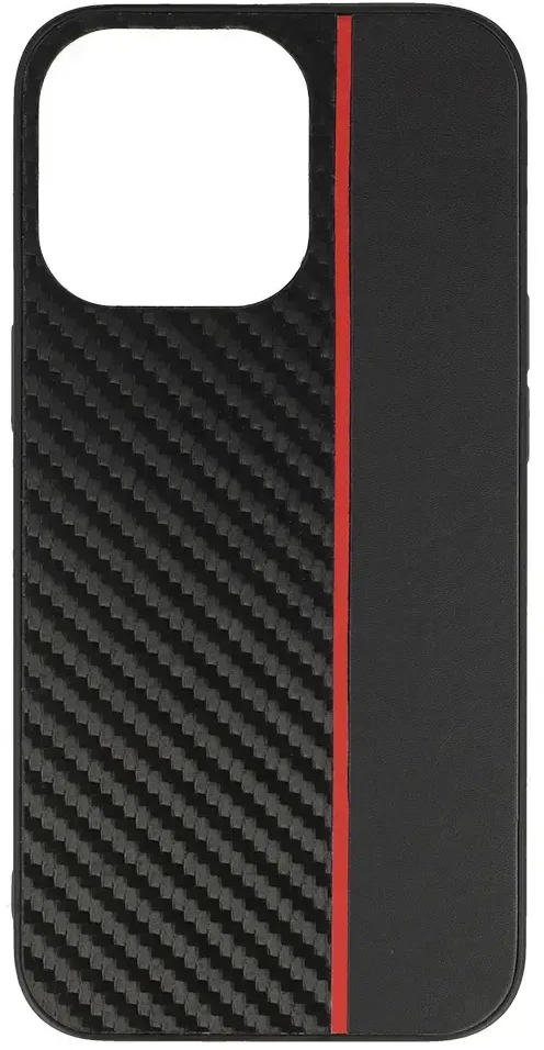 Tel Protect CARBON dėklas skirtas Apple iPhone 13 Pro juodos spalvos with red stripe