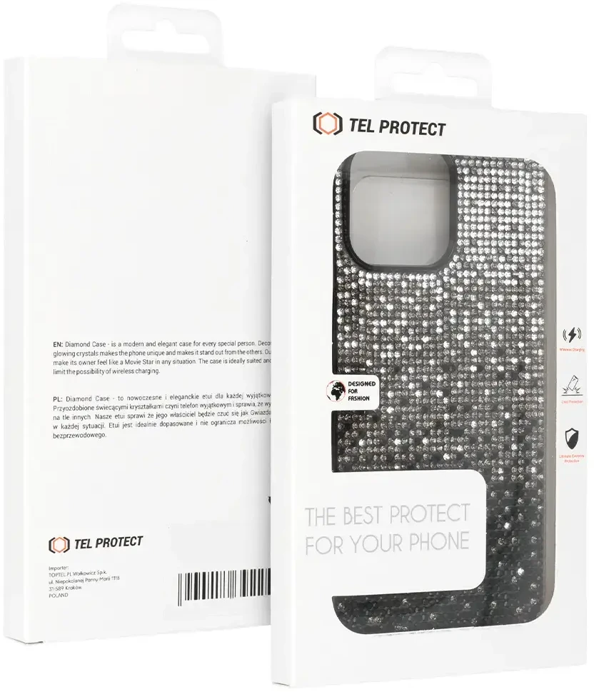 Tel Protect Diamond dėklas skirtas Apple iPhone 15 Plus dėklas juodos spalvos