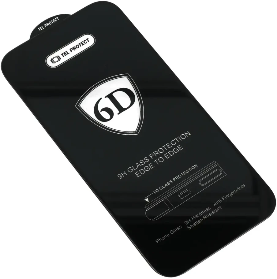 Tel Protect Topt Full Glue 6D Apsauginis stiklas skirtas Apple iPhone 13/13 Pro Juodas – pakuotė 10 vnt