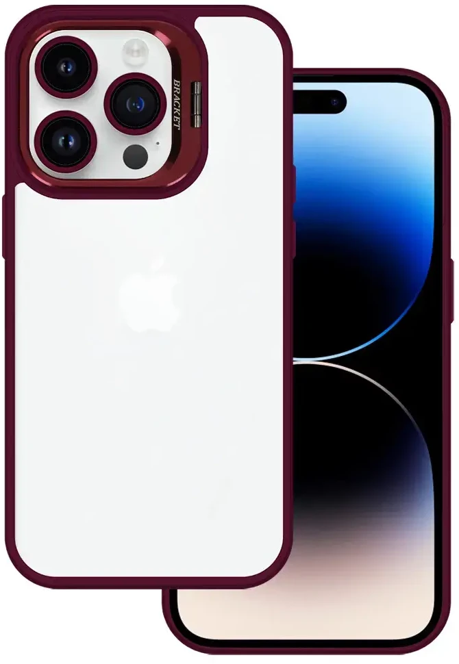 Tel Protect Kickstand dėklas + apsauginis stiklas kamerai (lens) skirtas Apple iPhone 11 Pro burgundy