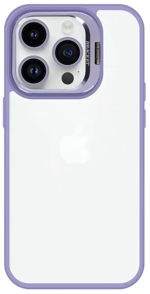 Tel Protect Kickstand dėklas + apsauginis stiklas kamerai (lens) skirtas Apple iPhone 15 Pro Max light violetinės spalvos