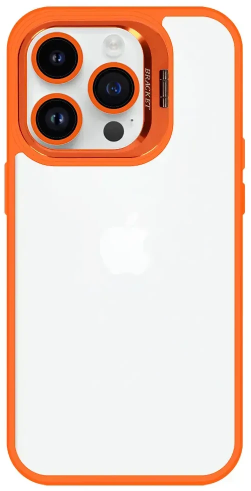 Tel Protect Kickstand dėklas + apsauginis stiklas kamerai (lens) skirtas iPhone 13 Pro oranžinės spalvos