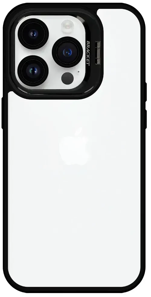 Tel Protect Kickstand dėklas + apsauginis stiklas kamerai (lens) skirtas Apple iPhone 15 Plus juodos spalvos