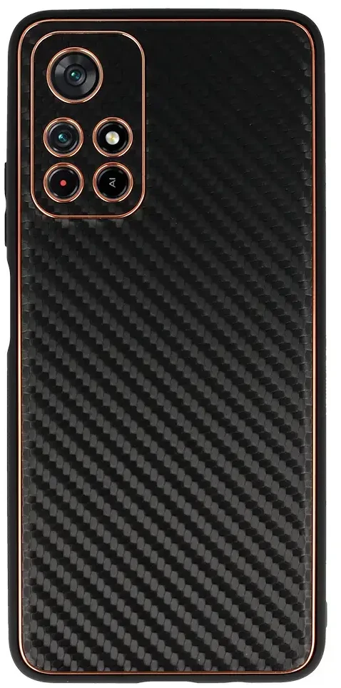 Tel Protect Leather Carbon dėklas skirtas Xiaomi Redmi Note 11 5G/Note 11S 5G/Poco M4 Pro 5G juodos spalvos