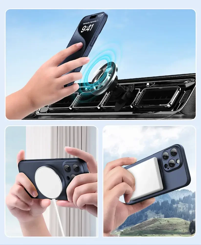 Tel Protect Magnetic Elipse dėklas skirtas Apple iPhone 15 Pro Max pilkos spalvos