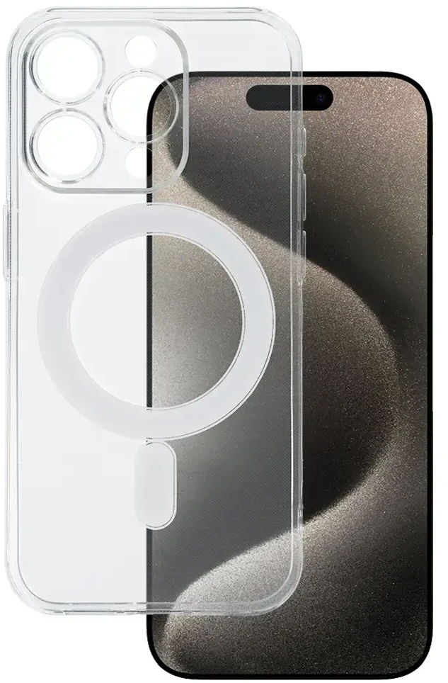 Tel Protect MagSilicone dėklas skirtas Apple iPhone 15 Pro skaidrus