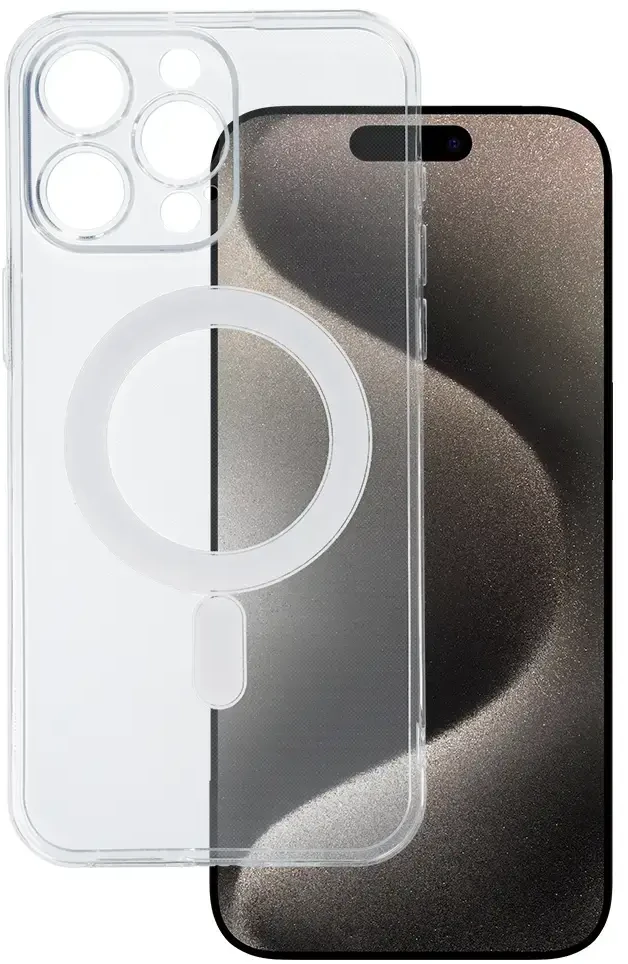 Tel Protect MagSilicone dėklas skirtas Apple iPhone 15 Pro Max skaidrus