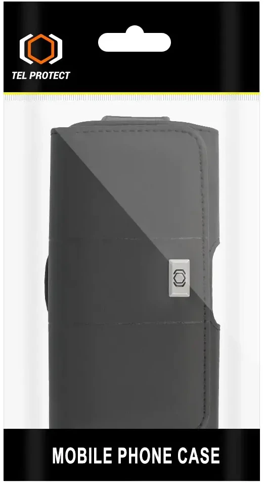Dėklas Telone Tel Protect MAX Belt Holster (Dydis 14) skirtas Apple iPhone 11/XR/Huawei P30 Lite/Samsung S20/S21/S21 FE juodas, leather (155x80x14 mm)