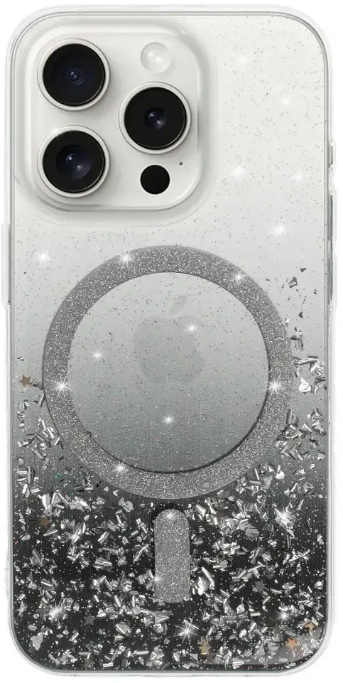 Tel Protect Moonlite Magsafe dėklas skirtas Apple iPhone 15 juodas skaidrus