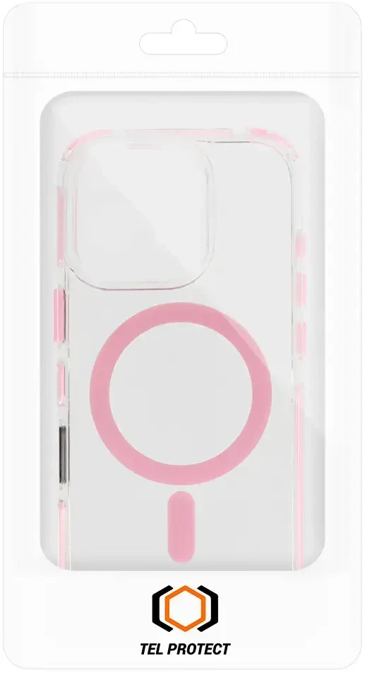 Tel Protect Skaidrus dėklas su virvele skirtas Apple iPhone 15 Pro Max rožinės spalvos