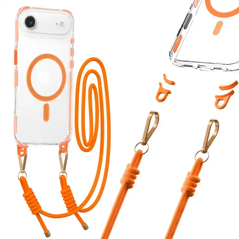 Tel Protect Strap Clear dėklas skirtas Apple iPhone 17 Air oranžinės spalvos