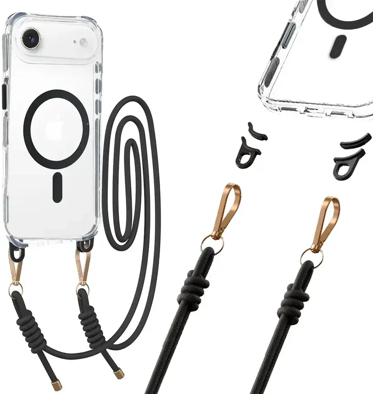 Tel Protect Strap Clear dėklas skirtas Apple iPhone 17 Air juodos spalvos