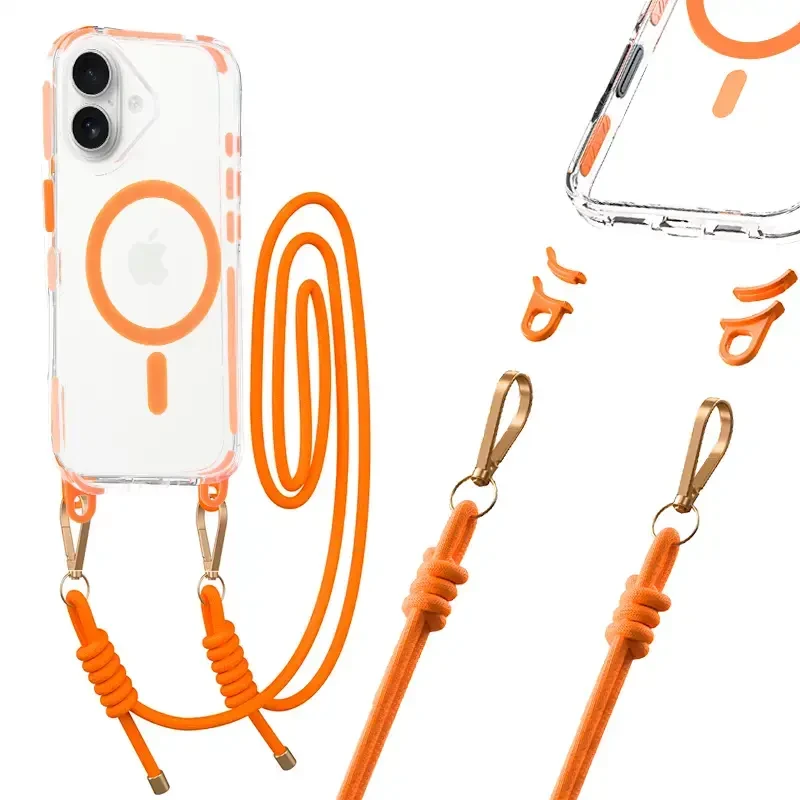Tel Protect Strap Clear dėklas skirtas Apple iPhone 17 oranžinės spalvos
