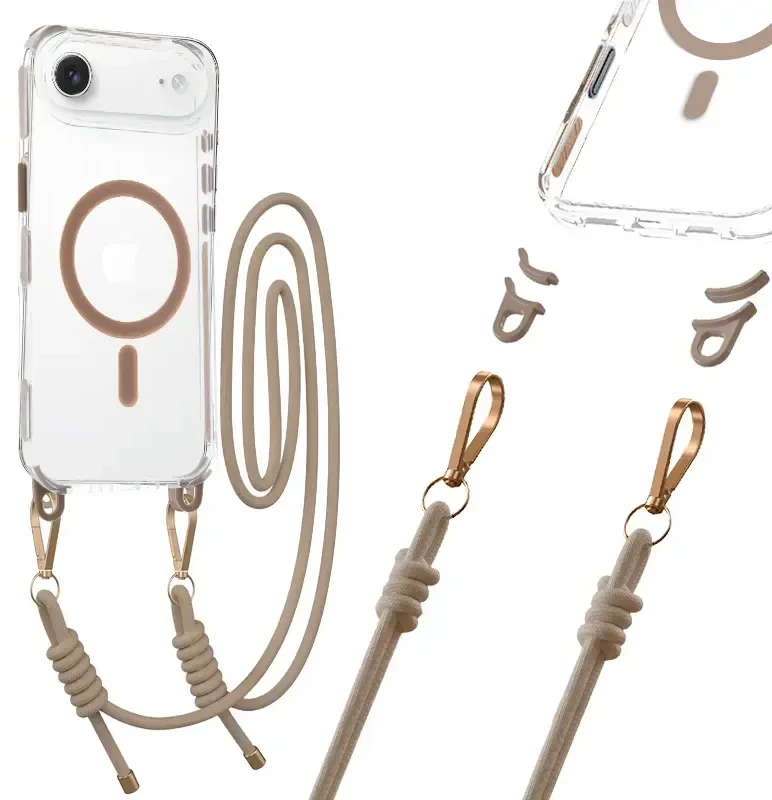 Tel Protect Strap Clear dėklas skirtas Apple iPhone 17 Air aukso spalvos