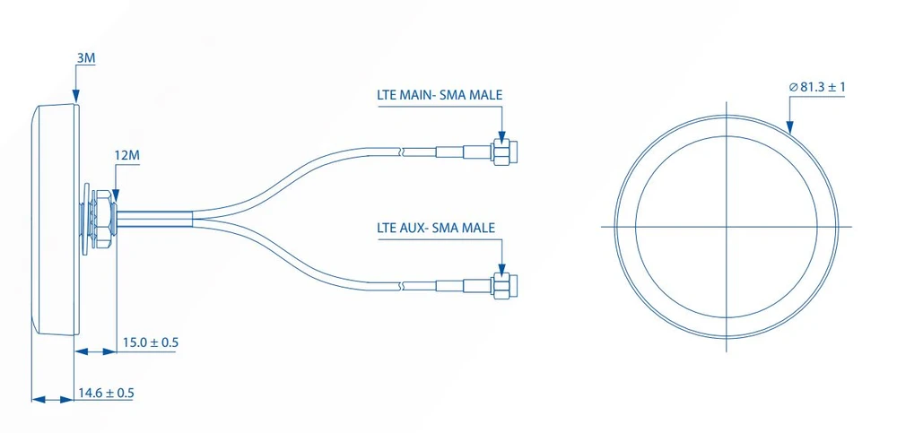 Teltonika 003R-00252 | LTE antena | Stogas su SMA jungtimis, COMBO MIMO