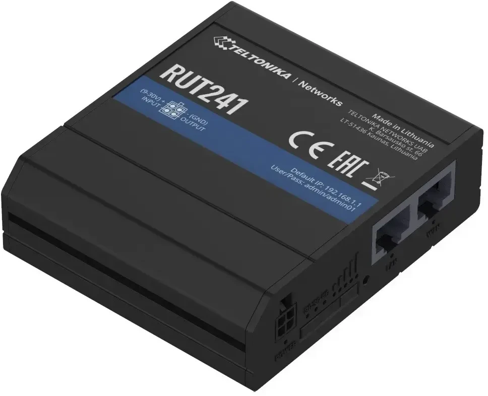 Teltonika Maršrutizatorius LTE RUT241 (Cat 4), 2G, WiFi, Ethernet