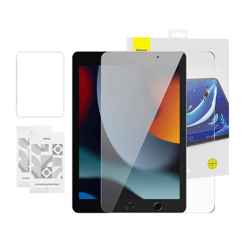 Grūdintas stiklas Baseus Crystal 0.3 mm, skirtas iPad Pro/Air3/ 10.2" iPad 7/8/9 (2vnt..) + valymo rinkinys