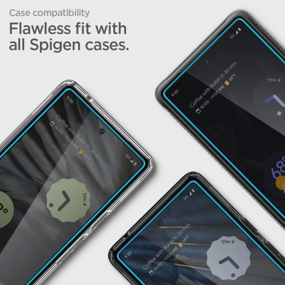 Spigen Alm Glas.TR 2 vnt. – Apsauginis stiklas skirtas Google Pixel 7A (Transparent)