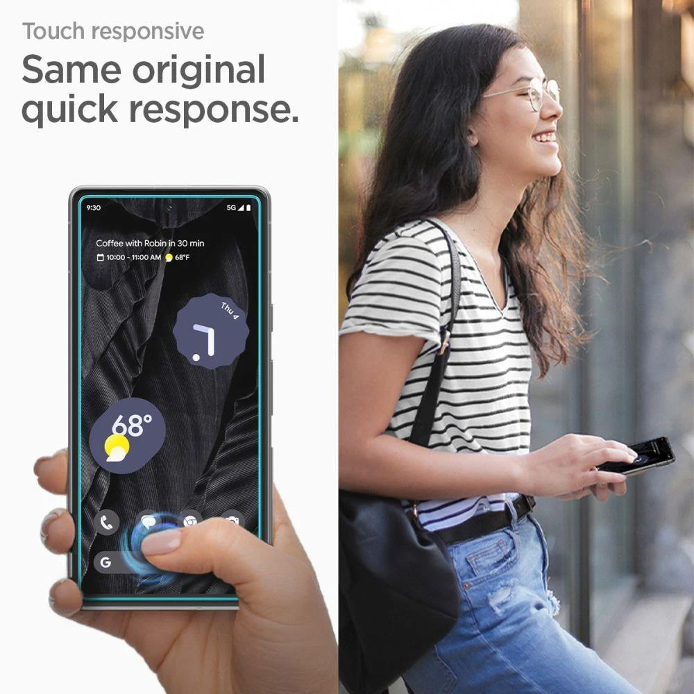 Spigen Alm Glas.TR 2 vnt. – Apsauginis stiklas skirtas Google Pixel 7A (Transparent)