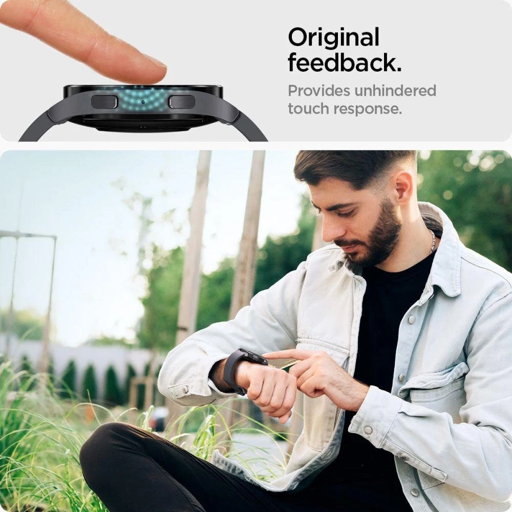 „Spigen GLAS.TR EZ FIT 2“ grūdintas stiklas, skirtas „Samsung Galaxy Watch 6“ 44 mm (2 vnt.)