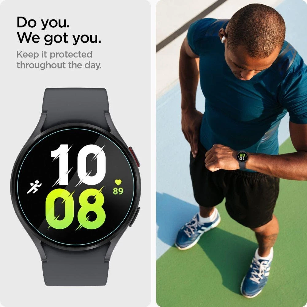 „Spigen GLAS.TR EZ FIT 2“ grūdintas stiklas, skirtas „Samsung Galaxy Watch 6“ 44 mm (2 vnt.)