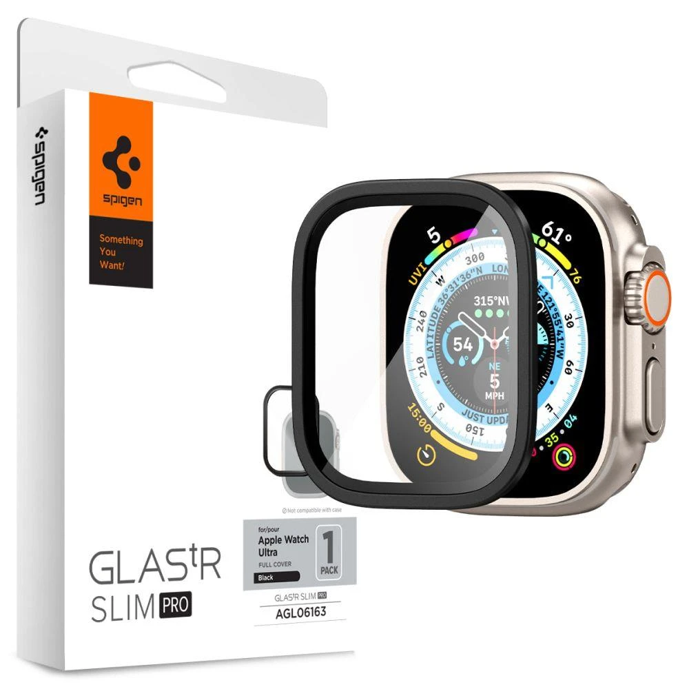 Spigen Glass tR Slim Pro 1 vnt., juodas - Apple Watch Ultra 2/Ultra 49 mm