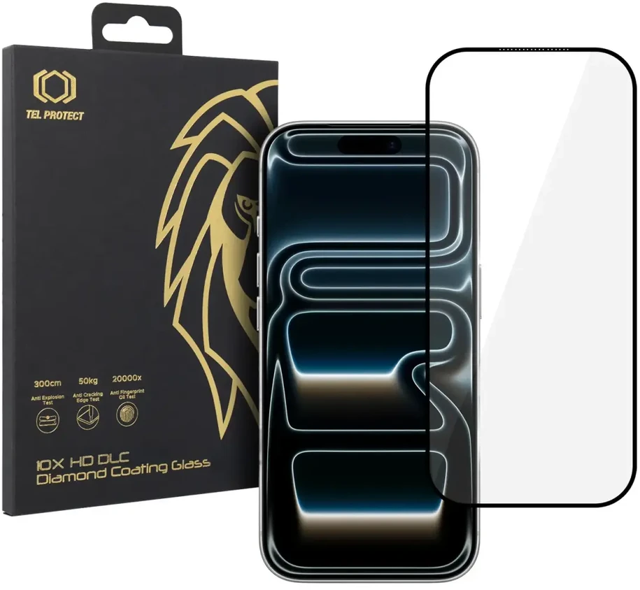 Apsauginis stiklas Tel Protect 10X HD DLC Diamond Coating, skirtas iPhone 17 Pro