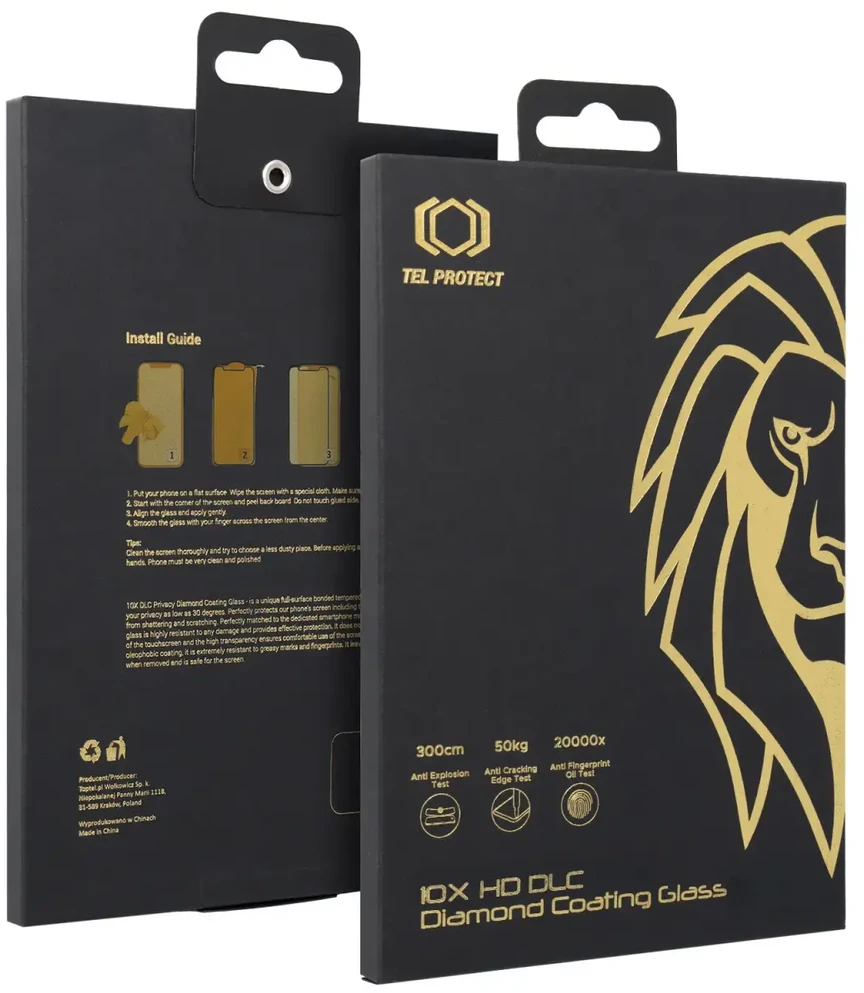 Grūdintas stiklas „Tel Protect 10X HD DLC“ deimantinė danga, skirta „iPhone 16/15“